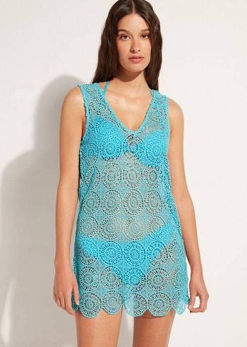 Cover Ups Calzedonia Geometric Crochet Saty Damske Tyrkysové | SK2084UT