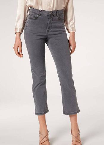 Džínsy Calzedonia Eco Light Flared Cropped Denim Damske Siva | SK2571GL