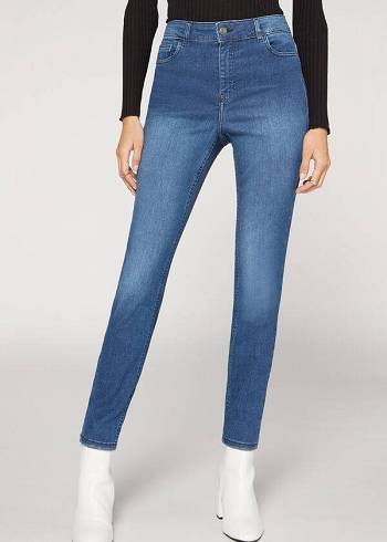 Džínsy Calzedonia Super Flex Denim High Pásom Superskinny Damske Modre | SK2615VD