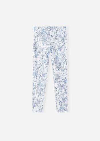 Leginy Calzedonia Paisley-Print Denim Detske Biele Modre | SK3136MA