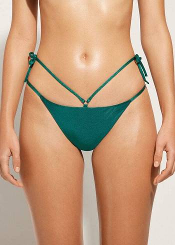 Nohavičky Do Bikín Calzedonia Lamé Brazilian Side String Hollywood Damske Zelene | SK1486UT