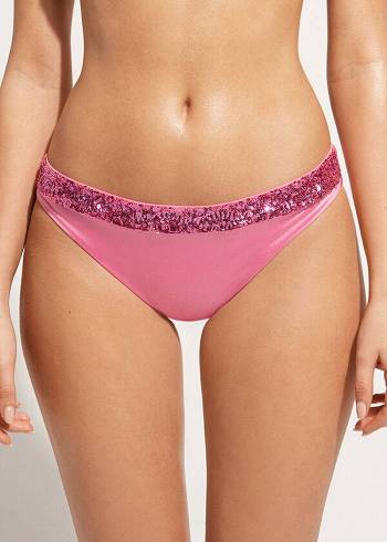 Nohavičky Do Bikín Calzedonia Sequined Cannes rosa Damske Ruzove | SK1540OR