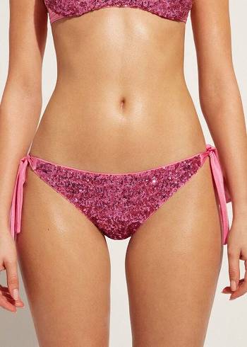 Nohavičky Do Bikín Calzedonia Sequined Side-Tie Cannes Damske Ruzove | SK1550LH