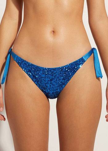 Nohavičky Do Bikín Calzedonia Sequined Side-Tie Cannes Damske Modre | SK1551ZG