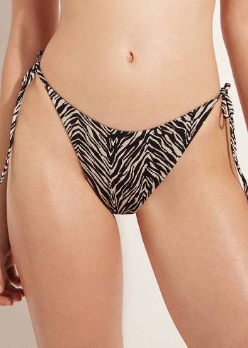 Nohavičky Do Bikín Calzedonia Tanga Zebra Nairobi Damske Čierne | SK1641YU