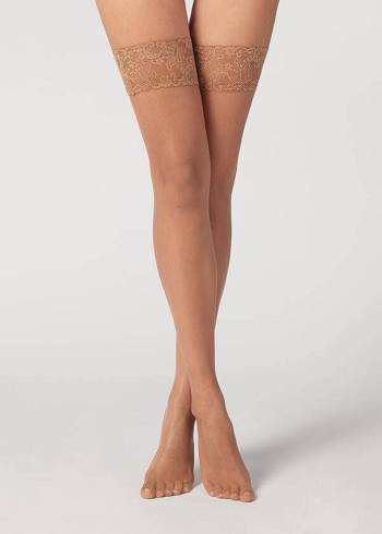 Pančuchy Calzedonia 8 Denier Ultra Sheer Thigh-Highs Damske Hnede | SK1257SO