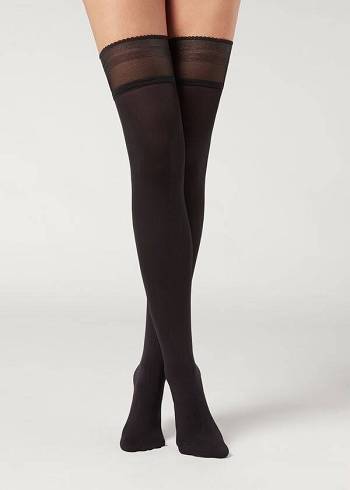 Pančuchy Calzedonia Opaque soft touch Thigh-Highs Damske Čierne | SK1268VD