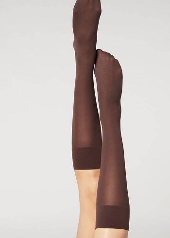 Ponozky Calzedonia 30 Denier Semi Opaque Microfiber Knee-Highs Long Damske Káva | SK2232NB