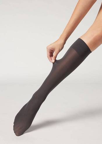 Ponozky Calzedonia 30 Denier Semi Opaque Microfiber Knee-Highs Long Damske Siva | SK2234QZ