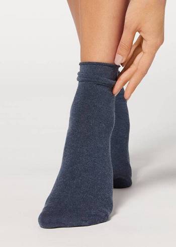 Ponozky Calzedonia Ankle with Cashmere Kratke Damske Námornícka Modrá | SK2341AP