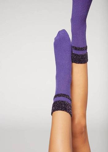 Ponozky Calzedonia Cashmere Kratke with Glitter Trim Damske Nachový | SK2357XF