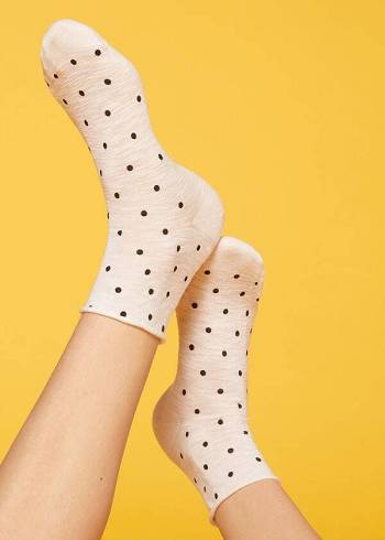 Ponozky Calzedonia Polka Dot Motif Kratke with Linen Damske Biele | SK2468FM