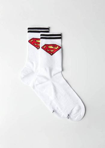 Ponozky Calzedonia Superman Crew Panske Biele | SK2860PQ