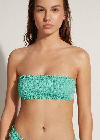 Topy Do Bikín Calzedonia Bandeau Formentera Damske Zelene | SK1689WY