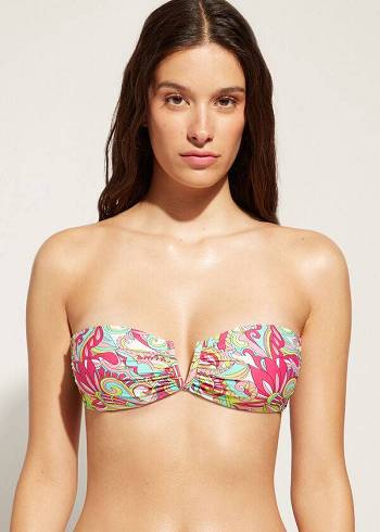 Topy Do Bikín Calzedonia Bandeau Londra Damske Ruzove | SK1696OR