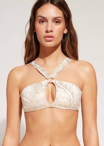 Topy Do Bikín Calzedonia Cut-Out Bandeau Hollywood Damske Zlate | SK1707ZG