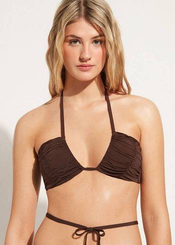 Topy Do Bikín Calzedonia Drawstring Bandeau Islamorada Damske Káva Hnede | SK1712NB