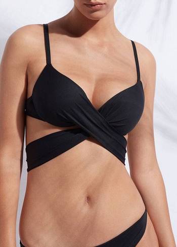 Topy Do Bikín Calzedonia Indonesia Push Up Criss-Cross Straps Damske Čierne | SK1774OR