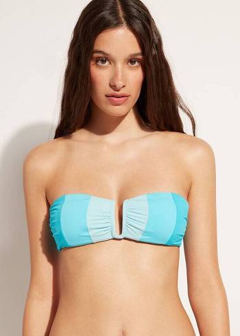 Topy Do Bikín Calzedonia Polstrované Bandeau Azzorre Damske Tyrkysové | SK1784LH