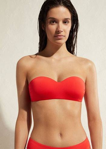 Topy Do Bikín Calzedonia Polstrované Bandeau Indonesia Eco Damske Červené | SK1795RW