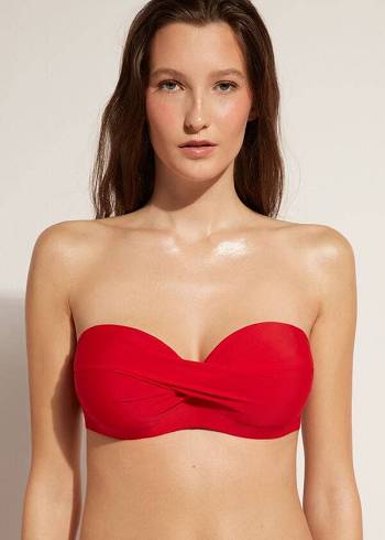 Topy Do Bikín Calzedonia Polstrované Bandeau Indonesia Strapless Damske Červené | SK1812XF