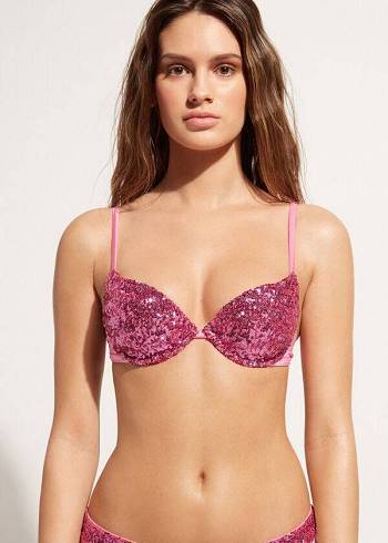 Topy Do Bikín Calzedonia Polstrované Push-Up Cannes rosa Damske Ruzove | SK1844QZ