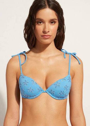 Topy Do Bikín Calzedonia Polstrované Push-Up Corfù Damske Modre | SK1851IS