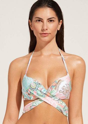 Topy Do Bikín Calzedonia Polstrované Push-Up Saint Tropez Damske Modre | SK1876UT