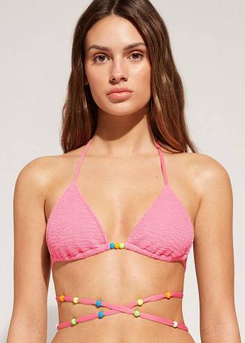 Topy Do Bikín Calzedonia Triangle String Tie San Diego Damske Ruzove | SK2062AP