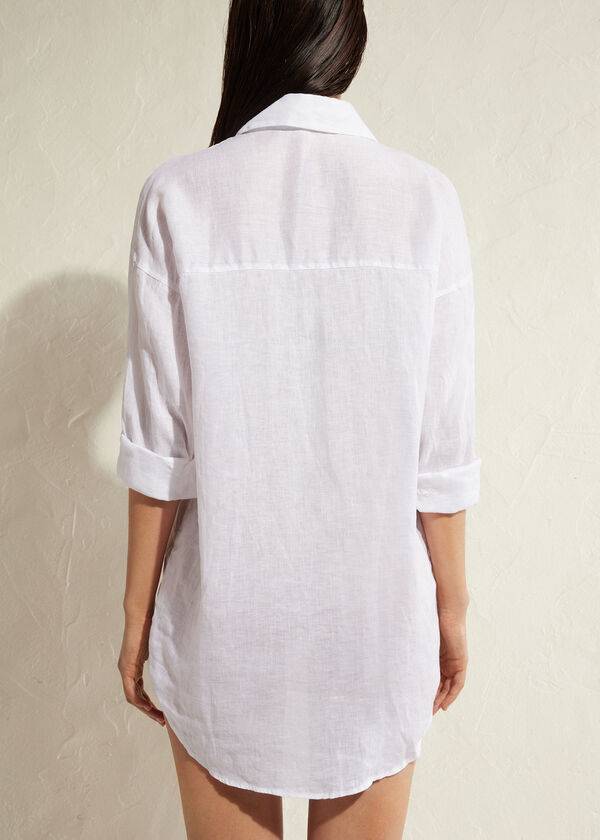 Cover Ups Calzedonia Linen Shirt Damske Biele | SK2093HK