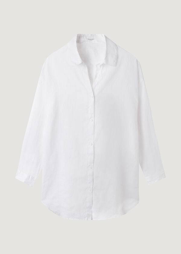 Cover Ups Calzedonia Linen Shirt Damske Biele | SK2093HK