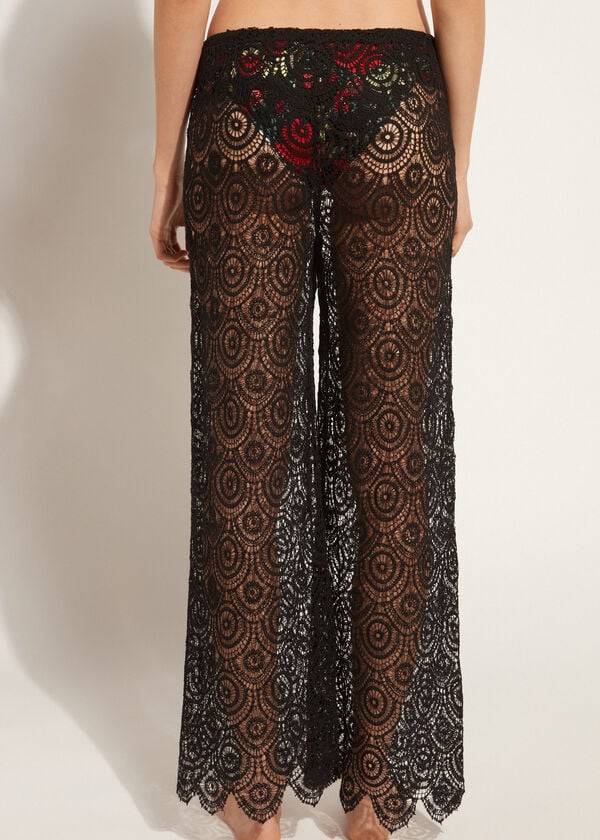 Cover Ups Calzedonia Long Crochet Pants Damske Čierne | SK2133RW