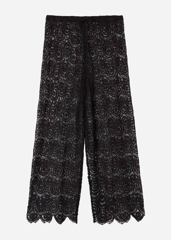 Cover Ups Calzedonia Long Crochet Pants Damske Čierne | SK2133RW