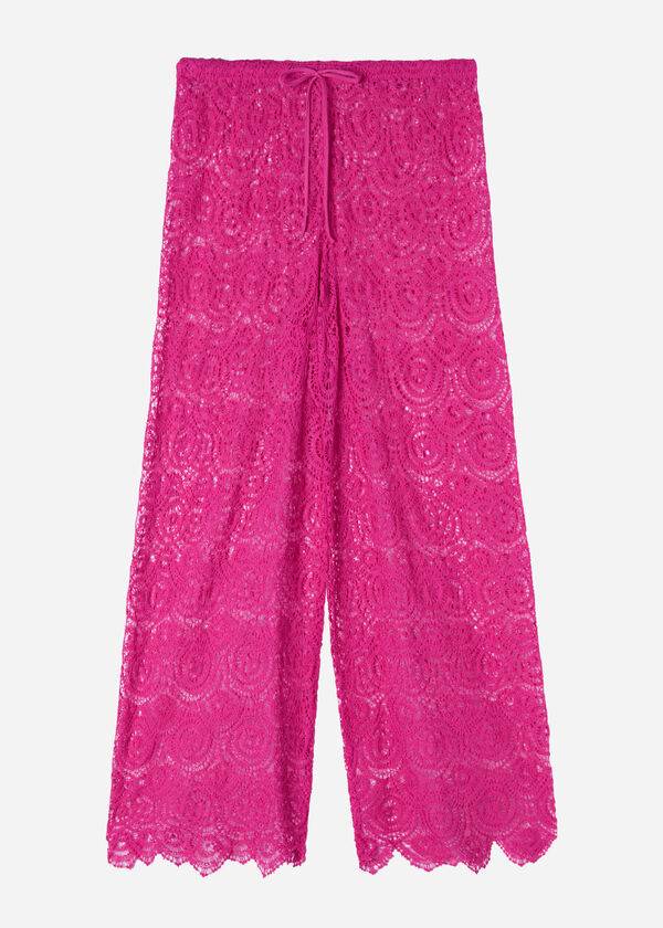 Cover Ups Calzedonia Long Crochet Pants Damske Ruzove | SK2134TV