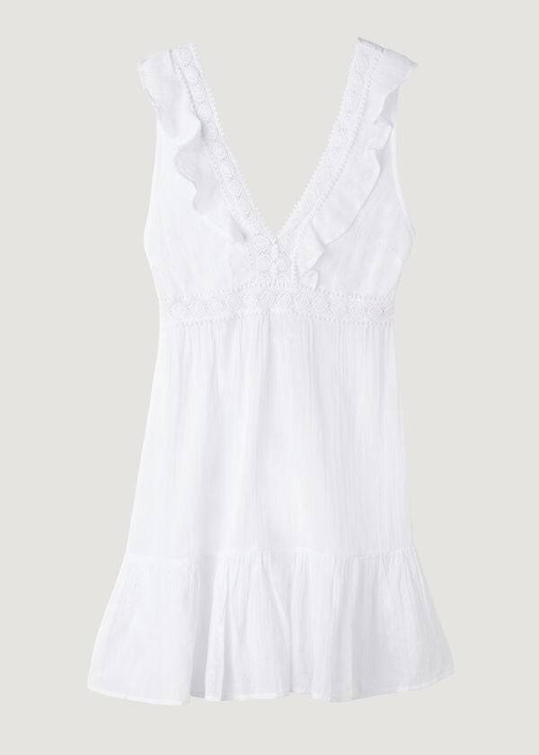 Cover Ups Calzedonia Mini Saty with Ruffle and Passementerie Damske Biele | SK2107RW