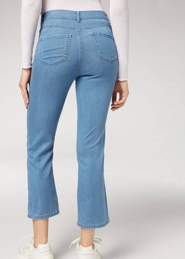 Džínsy Calzedonia Eco Light Flared Cropped Denim Damske Modre | SK2570HK