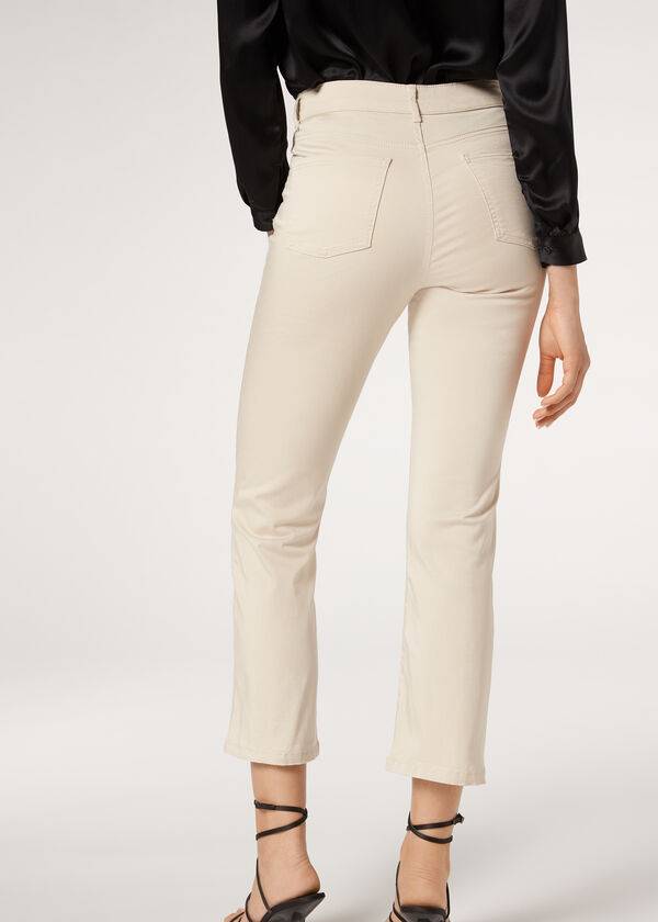 Džínsy Calzedonia Eco Light Flared Cropped Denim Damske Hnede Béžové | SK2572FM