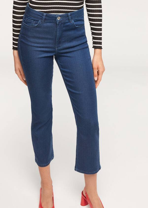 Džínsy Calzedonia Eco Light Flared Cropped Denim Damske Námornícka Modrá | SK2573DN