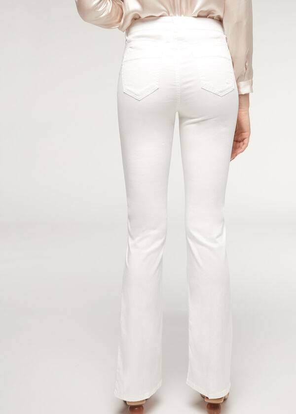 Džínsy Calzedonia Eco Light Flared Denim Damske Biele | SK2574SO