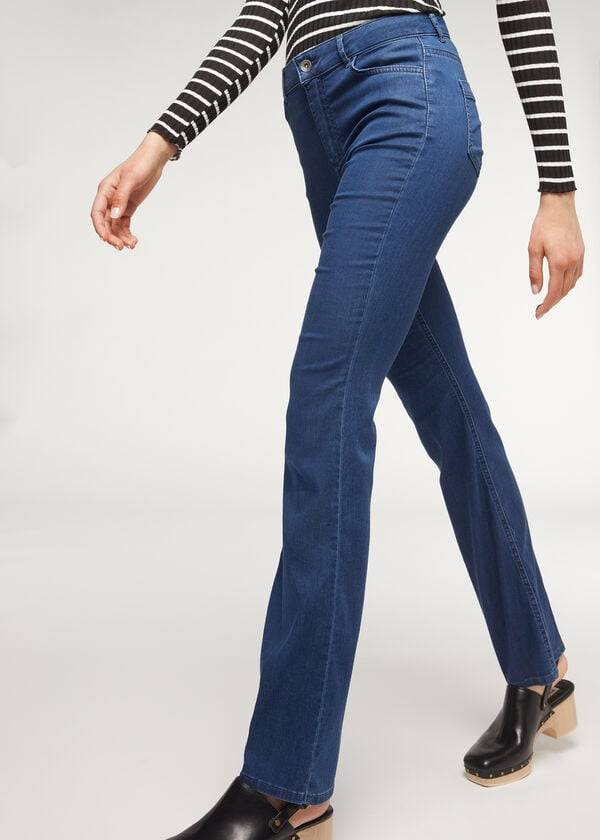 Džínsy Calzedonia Eco Light Flared Denim Damske Námornícka Modrá | SK2577OR