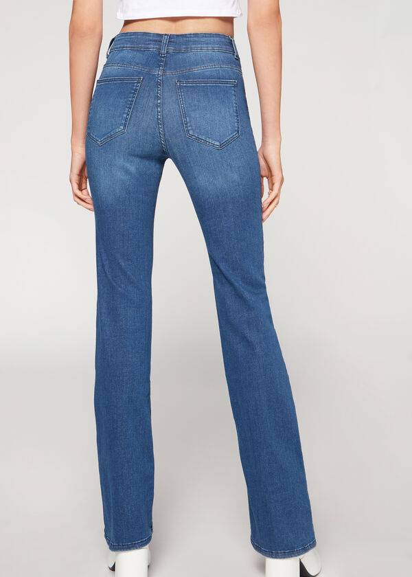 Džínsy Calzedonia Super Flex Denim High Pásom Bootcut Damske Modre | SK2614BC