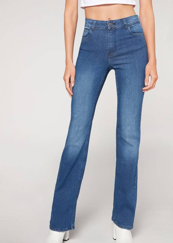 Džínsy Calzedonia Super Flex Denim High Pásom Bootcut Damske Modre | SK2614BC