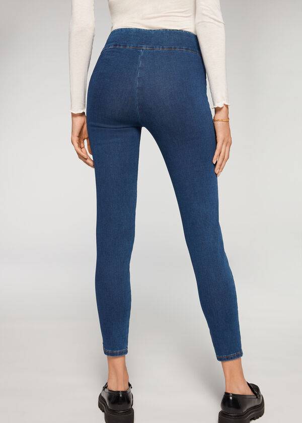 Leginy Calzedonia High Pásom Vychudnutý Denim Damske Modre | SK2658NB