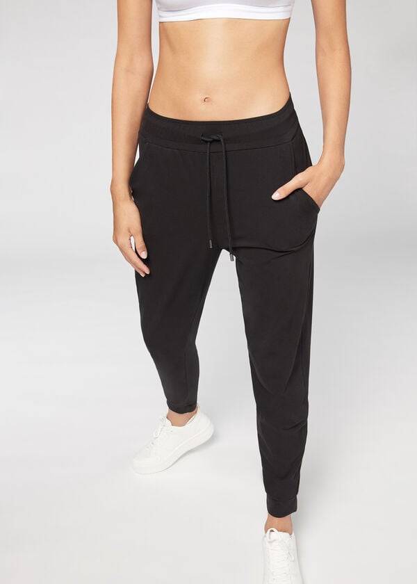 Leginy Calzedonia Jogger in Ultra Light Supima Bavlnene Damske Čierne | SK2662XF