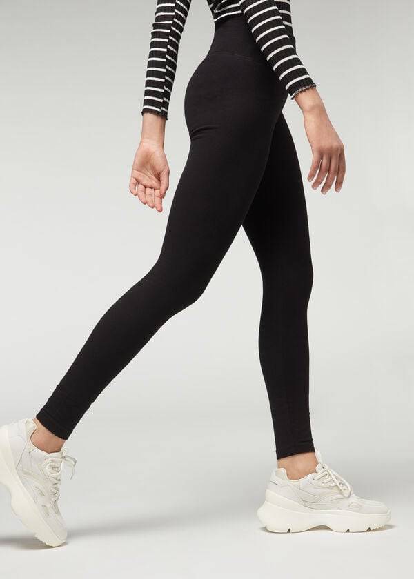 Leginy Calzedonia Thermal Damske Čierne | SK2697DN