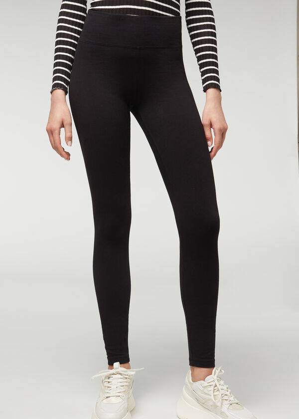 Leginy Calzedonia Thermal Damske Čierne | SK2697DN