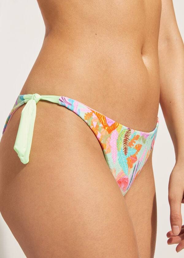 Nohavičky Do Bikín Calzedonia Side-Tie Brazilian Foliage Tahiti Damske Zelene | SK1568AP