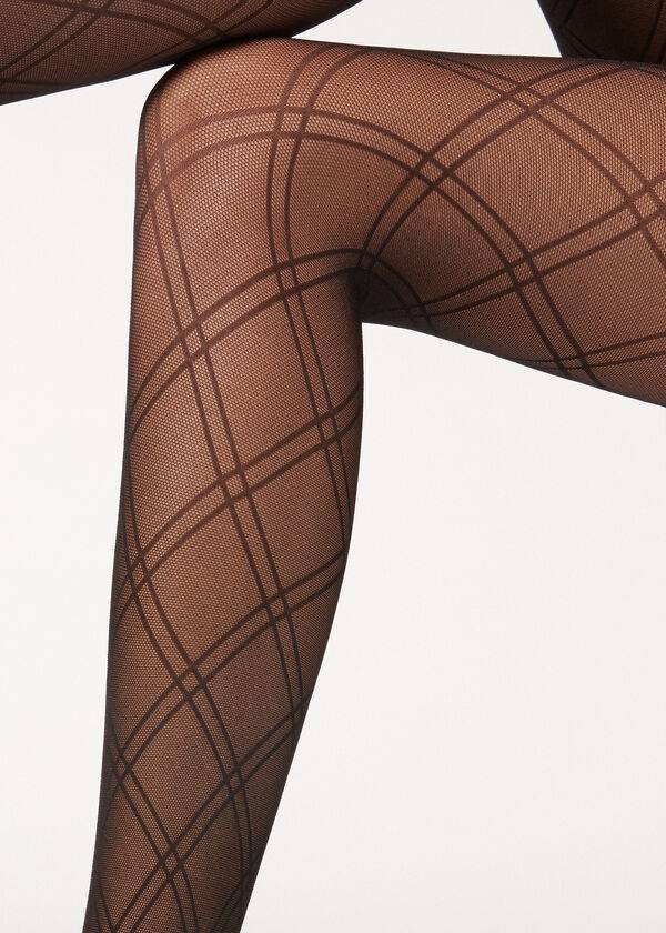 Pancuchy Calzedonia Double Diamond Motif Fishnet Patterned Damske Čierne | SK1095YU