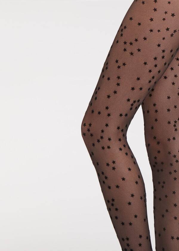 Pancuchy Calzedonia Flocked Stars 30 Denier Sheer Damske Čierne | SK1224TV