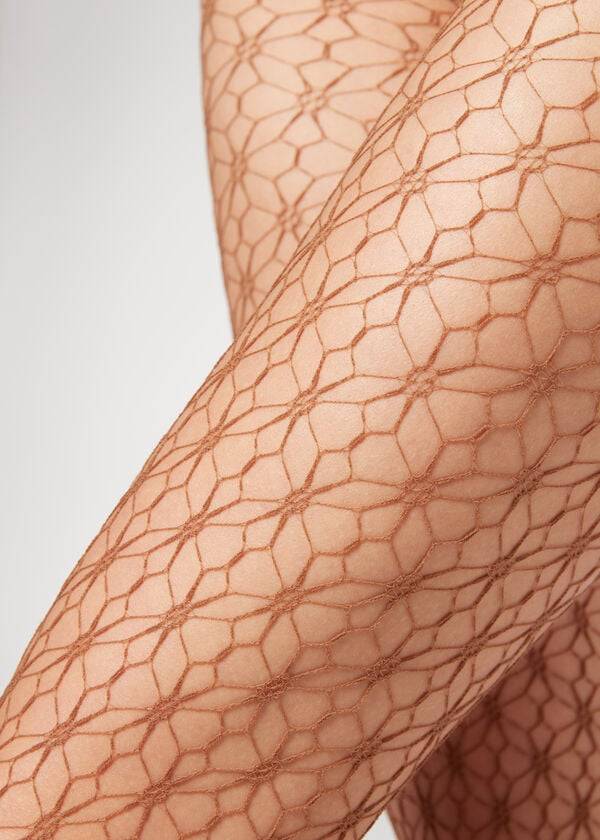 Pancuchy Calzedonia Geometric-Motif Fishnet Patterned Damske Béžové | SK1102DN